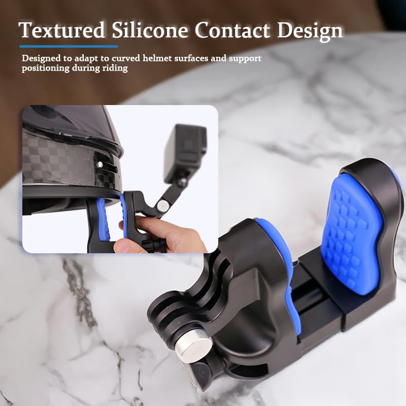 Motorcycle Helmet Chin Mount for Biltwell Lane Splitter Gen 2 2023–2026, Clip-On Camera Holder with Textured Silicone Pads, Multi-Angle Adjustment for Ride Recording
