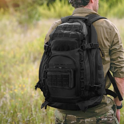 FRTKK Tactical Molle Admin Pouch Utility Laser Cut EDC Tool Pouch Bag Horizontal Modular Pouches Include US Flag Patch and Keychain - color: Black