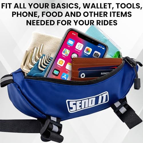 Waterproof Dirtbike Handlebar Bag | Compact Motorcycle Handle Bar Storage Pouch | Universal Fit Dirt Bike Bag for Trail & Adventure Riding | Durable Surron Bar Bag - Blue - color: Blue