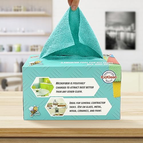 Microfiber Cleaning Cloth, Lint-Free Shop Towels Reusable, Bulk Rags in a Box for Home, Kitchen and Car, 8 Inch x 8 Inch,40 Pack with Box (Blue) - color: Blue