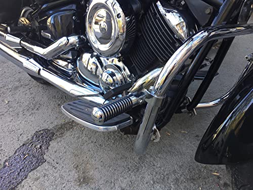 1" (25.4mm) -1.25" (32mm) Motorcycle Highway Engine Crash Bar Guard Foot Pegs Clamp Footrest Mount Rest Rubber For Harley Chopper Bobber Custom (Silver) - color: Silver