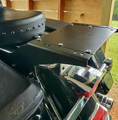 ECOTRIC King Luggage Trunk Bracket Rack Compatible with 1997-2008 Harley Touring FL Mount King Latches Razor Chop Trunk Mount - Black - color: Black