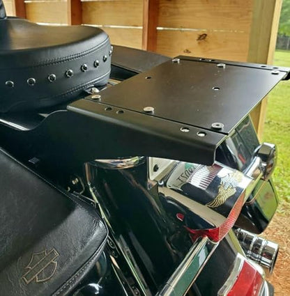 ECOTRIC King Luggage Trunk Bracket Rack Compatible with 1997-2008 Harley Touring FL Mount King Latches Razor Chop Trunk Mount - Black - color: Black