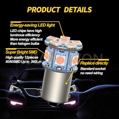 Ruiandsion 1156 Light Bulbs 2pcs 6V 1156 BA15S LED Bulbs RV Lights Pink 5050 12SMD for Back Up Reverse Turn Signal Tail Lights,Non-polarity - color: Pink, size: 1156/BA15S