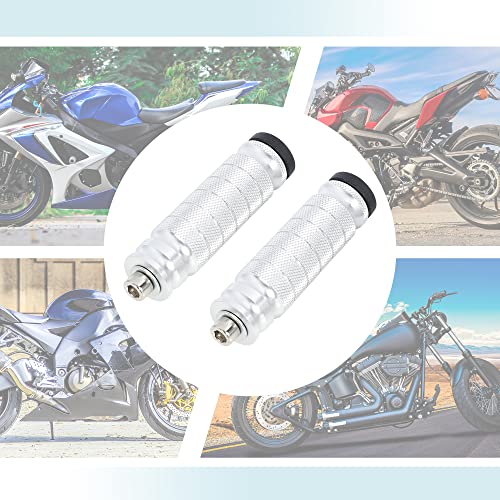 F FIERCE CYCLE 1 Pair 6mm Aluminum Aolly Motorcycle Rearsets Rear Set Footrest Footpeg Foot Rest Peg Motorbike Cycling Silver Tone - color: Silver Tone