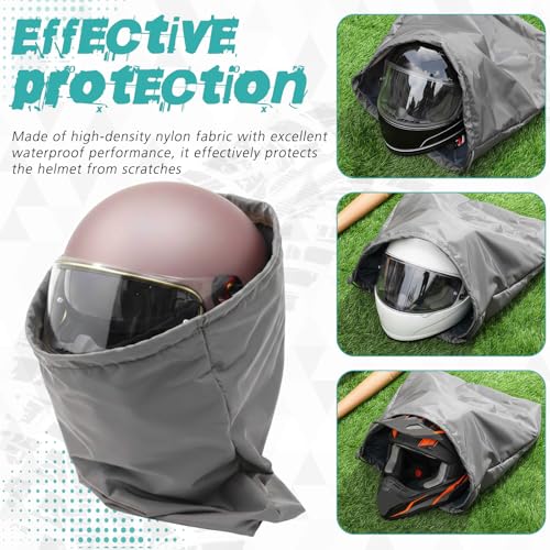 Motorcycle Helmet Bag with Soft Lining & Drawstring Closure, Waterproof Helmet Storage Bag, Large Capacity, Lightweight for Riding Hockey Welding Bicycle Dirt Bike Gear - color: Grey
