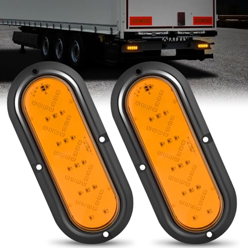 Nilight 6Inch Oval Tail Light 2PCS 35LED Arrow Amber Running Turn Signals Lights Surface Mount Waterproof for 12V Caravan Truck RV Camper Trailer Bus - color: Amber Arrow Lights 2Pcs