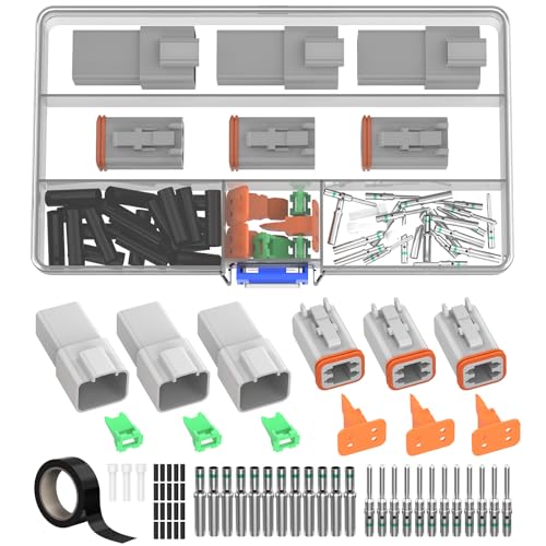 4 Pin DT Connector Kit Gray Waterproof Deutsch Automotive Connectors Kit with Solid Terminals and Sealing Plugs for Car Truck Motorcycle Marine Wiring 14–20 AWG，3 Sets - size: 4 Pin 3 Sets