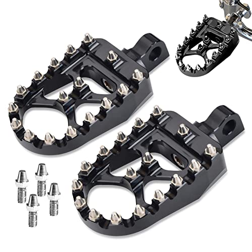 Goldfire Footpeg Offroad Motorcycle Pegs 1 Pair Black CNC Wide Foot Pegs 360° Roating MX Chopper Bobber Style Fits for HD Dyna Sportster Fatboy Iron 883 (Black) - color: Black