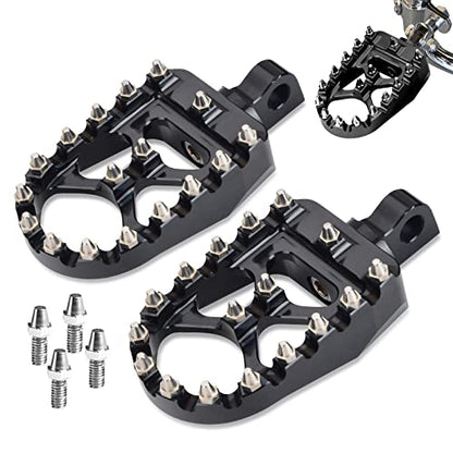Goldfire Footpeg Offroad Motorcycle Pegs 1 Pair Black CNC Wide Foot Pegs 360° Roating MX Chopper Bobber Style Fits for HD Dyna Sportster Fatboy Iron 883 (Black) - color: Black