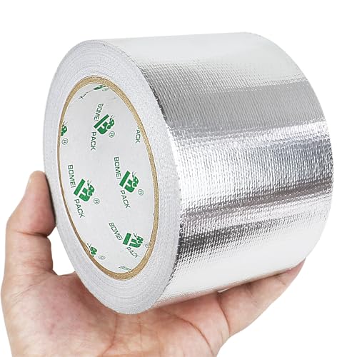 BOMEI PACK Adhesive Aluminum Foil Heat Shield Tape Barrier 3in x 66ft, Fiberglass Thermal Insulation Reflective Material High Temp Protection - size: 3in*66ft