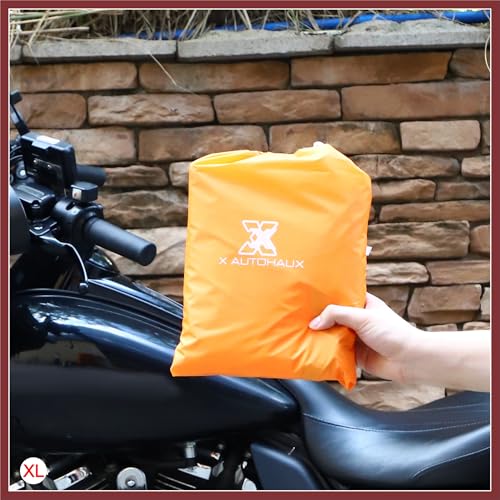 Motorcycle Cover Lightweight Half Cover Outdoor Waterproof Rain Dust Protector Orange XL Size for Most Full Dress Touring Cruiser Replace Parts