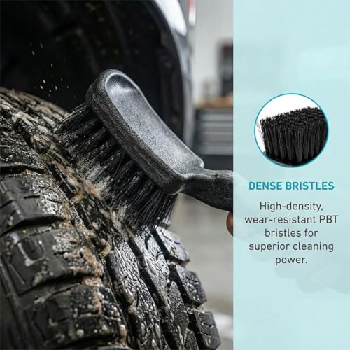 Car Wheel Wash Brush, Soft Bristle Non-Scratch Automotive Tire Cleaning Brush with Short Handle, Universal Vehicle Rim Detailing Tool Accessories for RV, SUV, Truck, Motorcycle(1PC) - size: 1PC