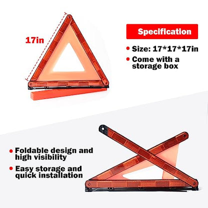 Emergency Warning Triangles, 3 Pack with Packaging Foldable Warning Reflective Triangle Warning Kit, Emergency Triangle for Vehicles, Car Road Reflective Kit for Vehicles Breakdown - size: 3 Pack