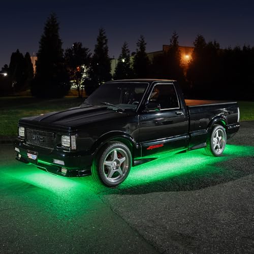 LEDGlow 6pc Green Flexible Truck Slimline LED Underbody Underglow Accent Neon Lighting Kit - 4 Unique Patterns - Water Resistant, Low Profile Tubes - Includes Control Box & Remote