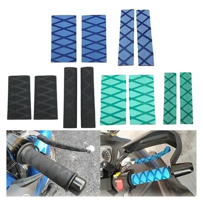 for BM&W R1200GS R1250GS Handlebar Cover Gloves Heat Shrink Motorcycle Grip Rubber 4PCS/Set Anti-Slip Blue Green Handlebars Grips - color: Green