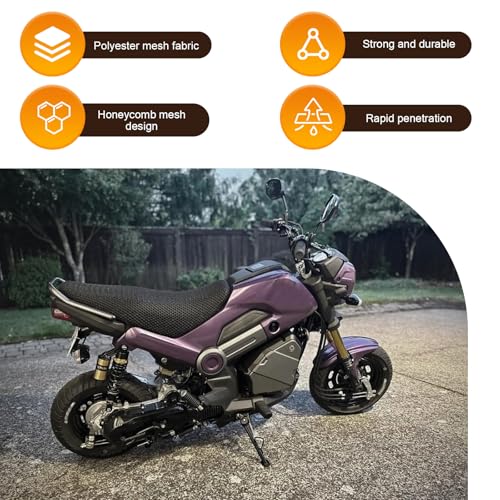 Motorcycle Seat Cover, 3D Spacer Mesh Fabric Protector Cushion, Anti-Slip Flexible Seat Protector, Universal for Scooter Moped Electric Vehicles (Black #L) - size: L