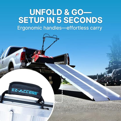 EZ-ACCESS TRAVERSE Aluminum Singlefold Folding Ramp, Portable Loading Ramps for Wheelchairs, Motorcycles, Lawn Tractors & ATVs, Heavy Duty Aluminum Folding Ramps with Carrying Handles (Silver, 8 Foot) - size: 8 Foot, style: Singlefold