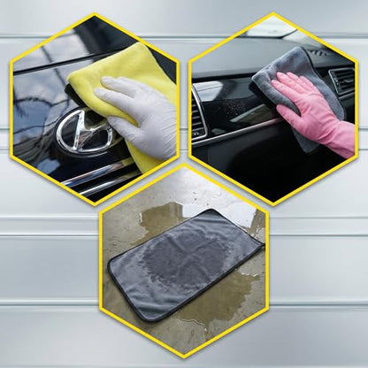 PARAROSE Microfiber Towels for Cars, 800GSM Car Drying Towel, Large Microfiber Cleaning Towels for Car Washing, Waxing, Buffing, Polishing, Scratch-Free Auto Detailing Towels, 6 Pack, 12 x 24 Inch