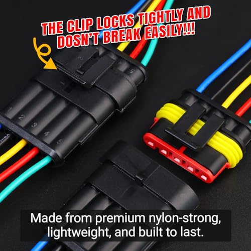 TMH 10Pcs 5 Pin Electrical Connector Male and Female, 10cm. 22 AWG Waterproof Wire Connectors 5 Way with Heat Shrink Tubing for Car Truck Boat Wire Connection (5 Set) - size: 5 Pin - 5 Sets