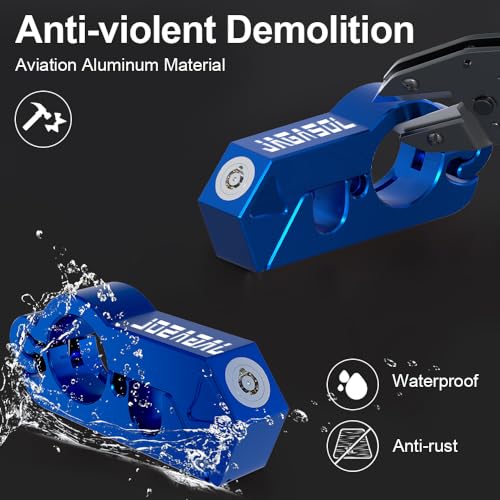 JAGASOL Motorcycle Lock & Helmet Lock Combo, Anti Theft Handlebar Lock, Max 1.5'', Blue - color: Blue