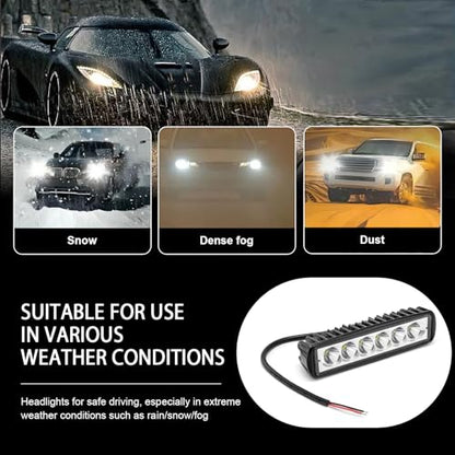 Shakas Straight-line LED Daytime Running Lights, 6000K 1200LM 18W Plastic Shell IP67 Waterproof Auxiliary Lighting Spotlight, for Cars Motorcycles Buggies Trucks Forklifts Boats (White)