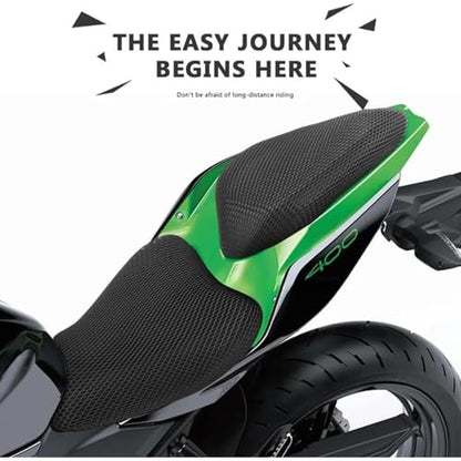 Compatible with Kawasaki Ninja 400 3D Honeycomb Motorcycle Seat Cushion Cover Breathable Waterproof Non-Slip Comfortable Protective Motorcycle Seat Cushions Pad Cover, Black