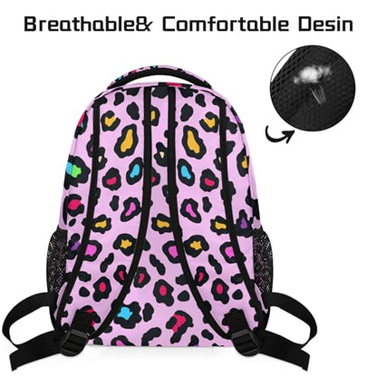 Backpack for Women Men, Cute Leopard Waterproof Backpack with Laptop Compartment, Lightweight Carry On Backpack for Travel, Work, Picnic - color: Cute Leopard