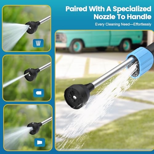 Car Wash Foam Gun for Garden Hose, Foam Cannon Kit with Microfiber Wash Mitt, Extra Nozzle, 3 Spray Modes & 50% Higher Water Pressure, Hose Foam Blaster for Cars, Trucks, RVs, Motorcycles - color: Blue