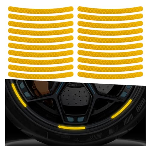 ZIMISI 20PCS Car Wheel Stripe Reflective Stickers, Anti-Scratch Rim Decals for Vehicles, Night Safety Warning Tape Decal, Car Wheel Decorative Stripe Stickers for Motorcycles, Bicycles (Orange) - color: Orange