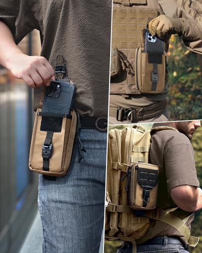 RXW MOLLE Accessories Phone Pouch Tactical Utility EDC Tool Holster Cellphone Holder for Vest & Duty Belt(Fits 4.5"-6.9" Gear) - color: Coyote Brown