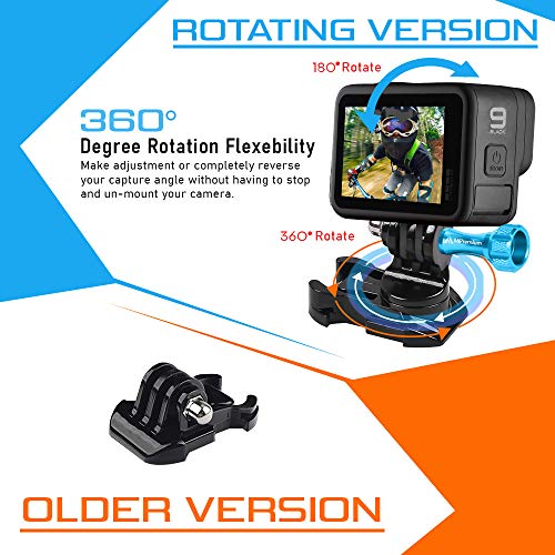 MiPremium Helmet Buckle Mount Adapter for GoPro Hero 13 12 11 10 9 8 7 6 5 4 3 Black Silver Session & Other Action Camera Accessories. 360 Degree Quick Release Swivel Mounting Accessory & Thumbscrew