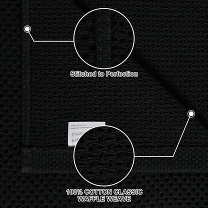 Homaxy 100% Cotton Kitchen Towels and Dishcloths Set, 12 x 12 Inches and 13 x 28 Inches, Set of 16 Bulk Kitchen Towels Set, Ultra Soft Absorbent Dish Cloths for Washing Dishes, Black - color: Black, style: 16-Piece Set