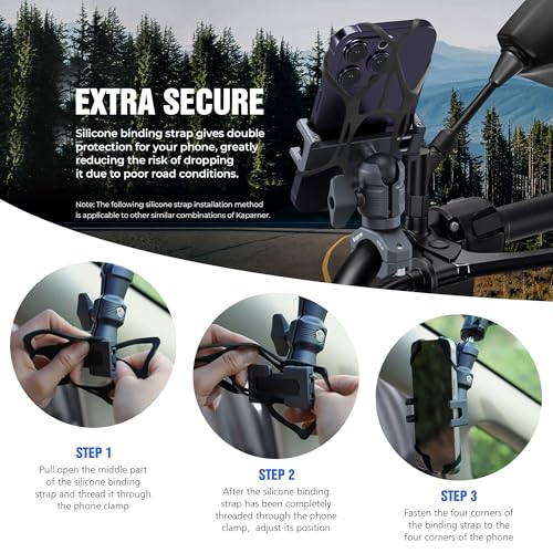 Motorcycle Phone Holder Kit for 4.7-7" Smartphone, Bar Clamp Fits 22-32mm (0.87-1.26") Handlebar/Round Bar, Aluminum Rotatable Magic Arm, Compatible with Motorcycle/ATV/Rail (KPS-08) - color: KPS-08