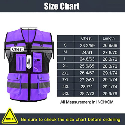 Safety Vest High Visibility Reflective Construction Vest for Men Women - color: Purple, size: Small
