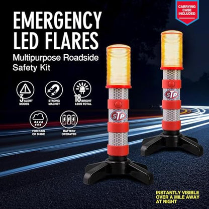 XTREME STP LED Road Flares, Emergency Road Flares for Vehicles, Car Flares with 3 Alert Modes, Magnetic Base, Foldable Stand, Emergency Roadside Lights, Visible Up to 1 Mile, White Flashlight - size: 4 Pack