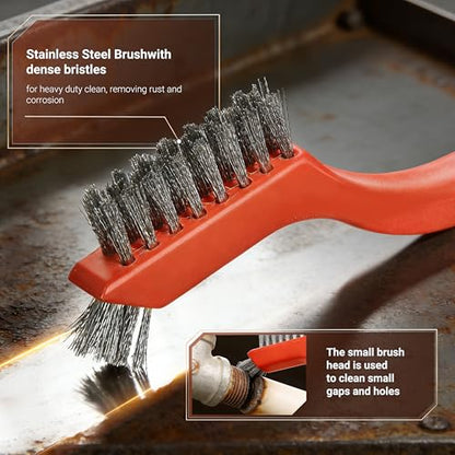 12 Pieces Stainless Steel Wire Brush Set, Stainless Steel Bristles for Cleaning Welding Slag and Rust,Scratch Brush with Mini Head & Hanging Hole for Everyday Cleaning - color: Stainless steel