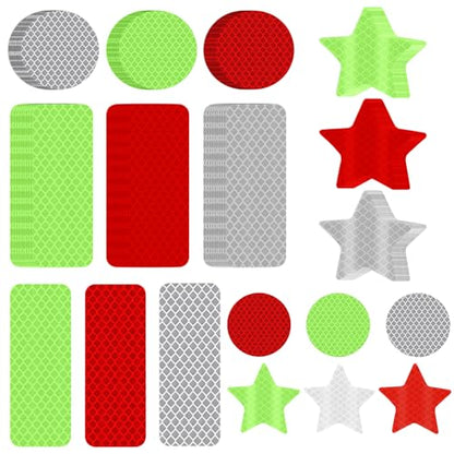 90 Pcs Safety Reflective Stickers, Warning Reflective Stickers, Waterproof Reflective Tape Stickers Night Visibility Adhesive Car Reflector Sticker for Motorcycle Bicycle Vehicle (3 colors,3 shapes)