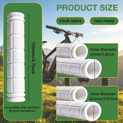 2 Pairs Bike Handlebar Grips for Bikes - color: White