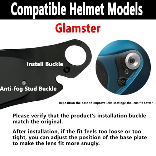 CPB-1V Helmet Shield for GLAMSTER,Replacement Motorcycle Helmet Visor Compatible with GLAMSTER (Clear) - color: Clear