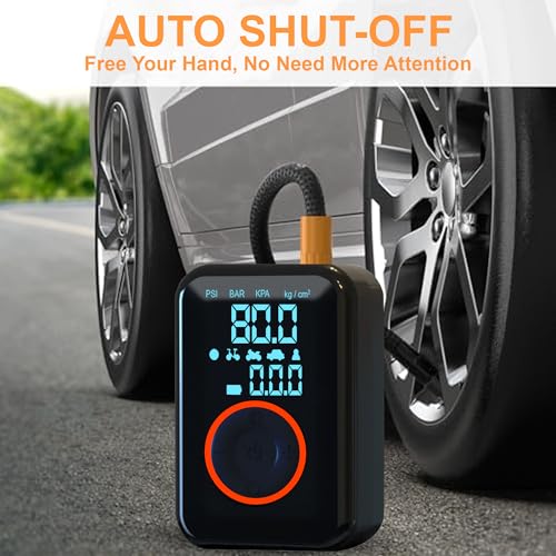 Tire Inflator Portable Air Compressor Heavy Duty 150PSI Faster Inflation Power Bank with Digital Gauge Pre-Set Auto Shut-Off LED flashing Lights Cordless Air Pump for Car Motorcycle, Bike, Balls