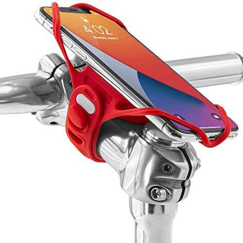 Bone Bike Tie Pro 4, Bike Cell Phone Mount for Stem, Scratch-Free Silicone Holder with Shock-Absorbing Design, Universal Cycling Phone Holder Compatible with Most Smartphones (Red - Stem) - color: Bike Tie Pro 4 - Red