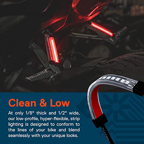 TRUE MODS 2pc 5" Red LED Motorcycle Turn Signal & Brake Tail Light Strip Kit [Waterproof] [Single Row] [50% Running] [100% Brake/Blinker] Self Adhesive Surface Mount Flexible Lamp for Dirt Bike ATV - size: 2pc 5", style: Red Tail Light