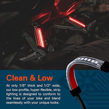TRUE MODS 2pc 5" Red LED Motorcycle Turn Signal & Brake Tail Light Strip Kit [Waterproof] [Single Row] [50% Running] [100% Brake/Blinker] Self Adhesive Surface Mount Flexible Lamp for Dirt Bike ATV - size: 2pc 5", style: Red Tail Light