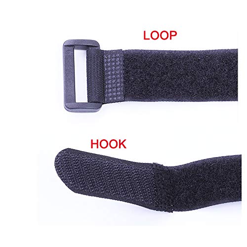 Fastening Hook and Loop Cable Straps,10Pack Black Self-Adhesive Cable Ties,Nylon Securing Straps with Buckles,Adjustable and Reusable Cinch Straps for Cords Organized and Tidy(1" x 24") - size: 1" x 24"