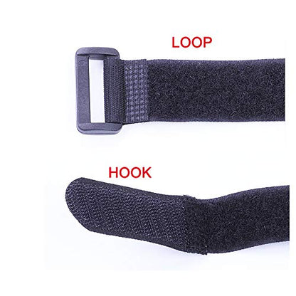 Fastening Hook and Loop Cable Straps,10Pack Black Self-Adhesive Cable Ties,Nylon Securing Straps with Buckles,Adjustable and Reusable Cinch Straps for Cords Organized and Tidy(1" x 24") - size: 1" x 24"
