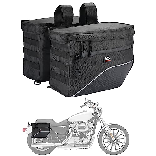 KEMIMOTO Upgrade Motorcycle Saddle Bags 26L (13Lx2) Middle-Sized Throw Over Saddlebags Orange Liner Scooter Panniers Universal Compatible with Softail Sportster Cruiser Motorbike Dirt Bike