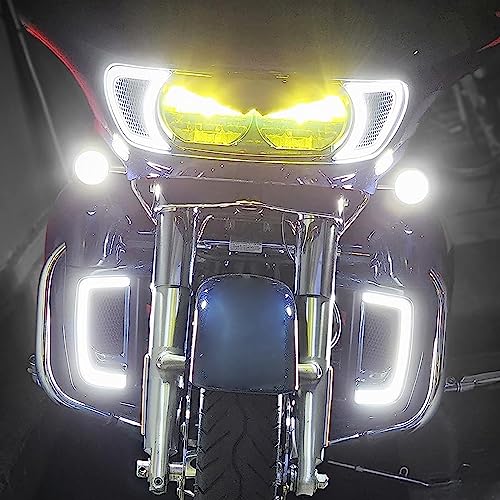 Motorcycle Headlight Vent Accent Turn Signal LED Indicator Side Lights For Harley Road Glide FLTRX 2015-2023 (Smoke Lens) - color: Smoke Lens