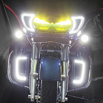 Motorcycle Headlight Vent Accent Turn Signal LED Indicator Side Lights For Harley Road Glide FLTRX 2015-2023 (Smoke Lens) - color: Smoke Lens