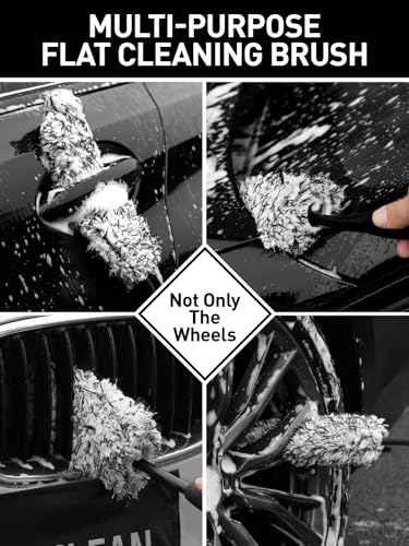 Fantasticlean 7PCS Car Wheel Brush Kit, Tire Brush for Car Owners & Auto Detailers, Soft-bristled Rim Brush, Flat Wheel Brush, Double-Ended Detailing Brush and Pads for Home Shop, Cars Trucks RVs - size: 7PCS-WDK003